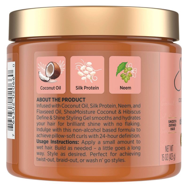 slide 2 of 7, SheaMoisture Coconut & Hibiscus + Flaxseed Defining Styling Hair Gel - 15oz, 15 oz