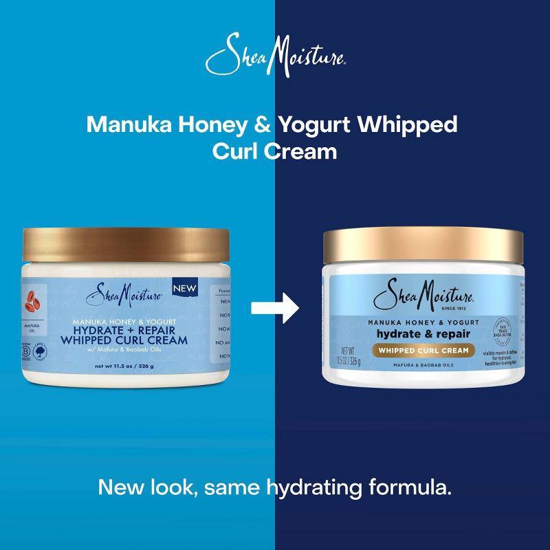 slide 4 of 8, SheaMoisture Manuka Honey + Yogurt Hydrate + Repair Whipped Curl Cream - 11.5oz, 11.5 oz