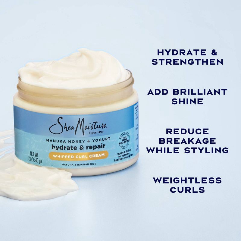 slide 5 of 8, SheaMoisture Manuka Honey + Yogurt Hydrate + Repair Whipped Curl Cream - 11.5oz, 11.5 oz