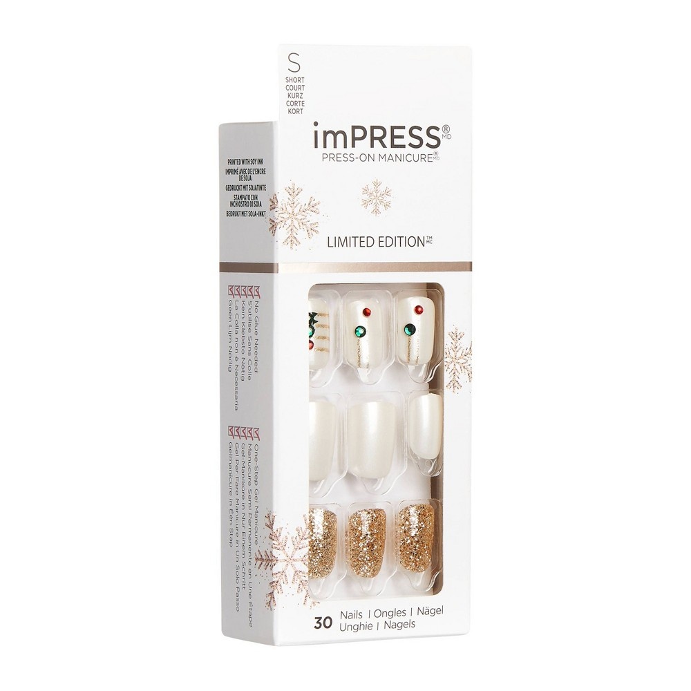 slide 3 of 5, imPRESS Press-on Manicure Limited Edition Press-On Fake Nails - Snowfall, 30 ct