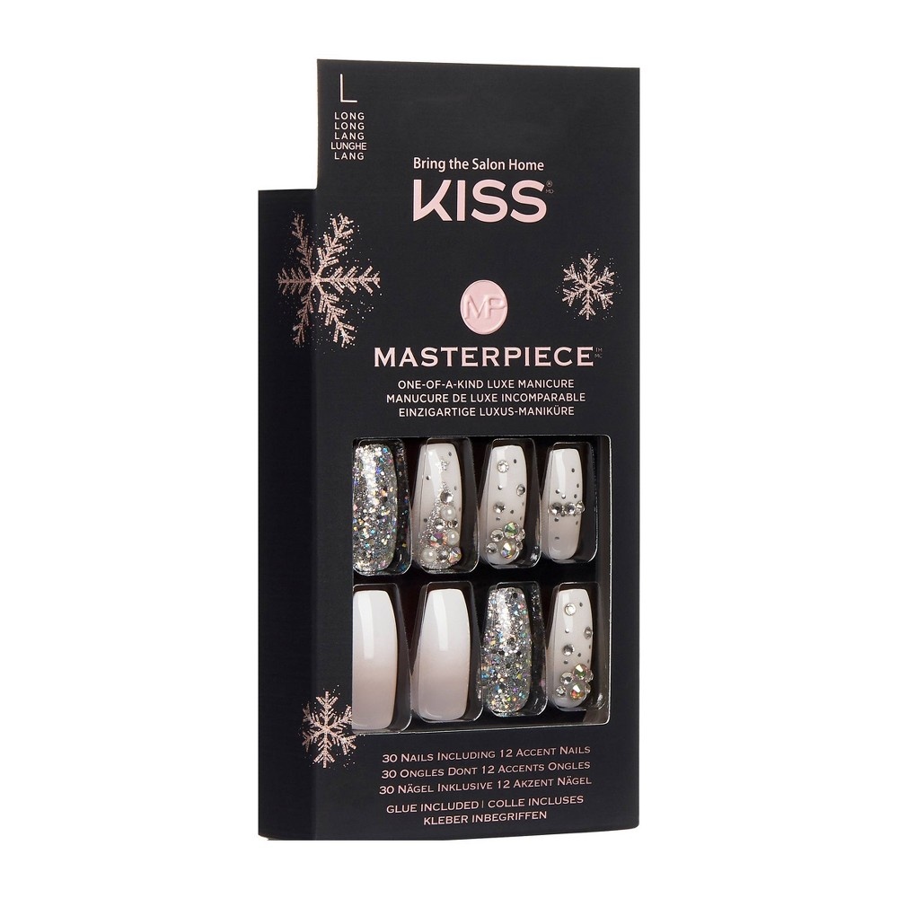 slide 3 of 4, KISS Products Kiss Masterpiece Limited Edition Fake Nails - White, 30 ct