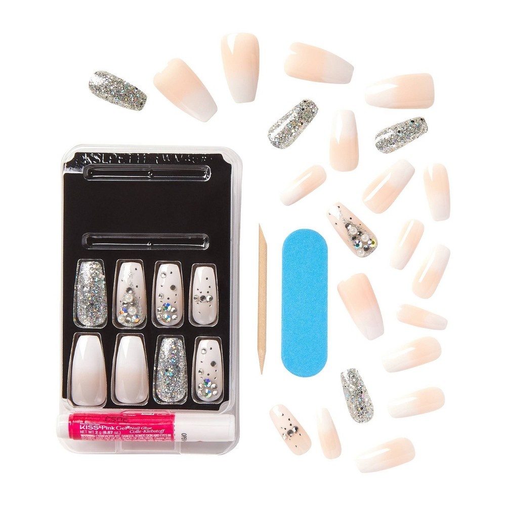 slide 4 of 4, KISS Products Kiss Masterpiece Limited Edition Fake Nails - White, 30 ct