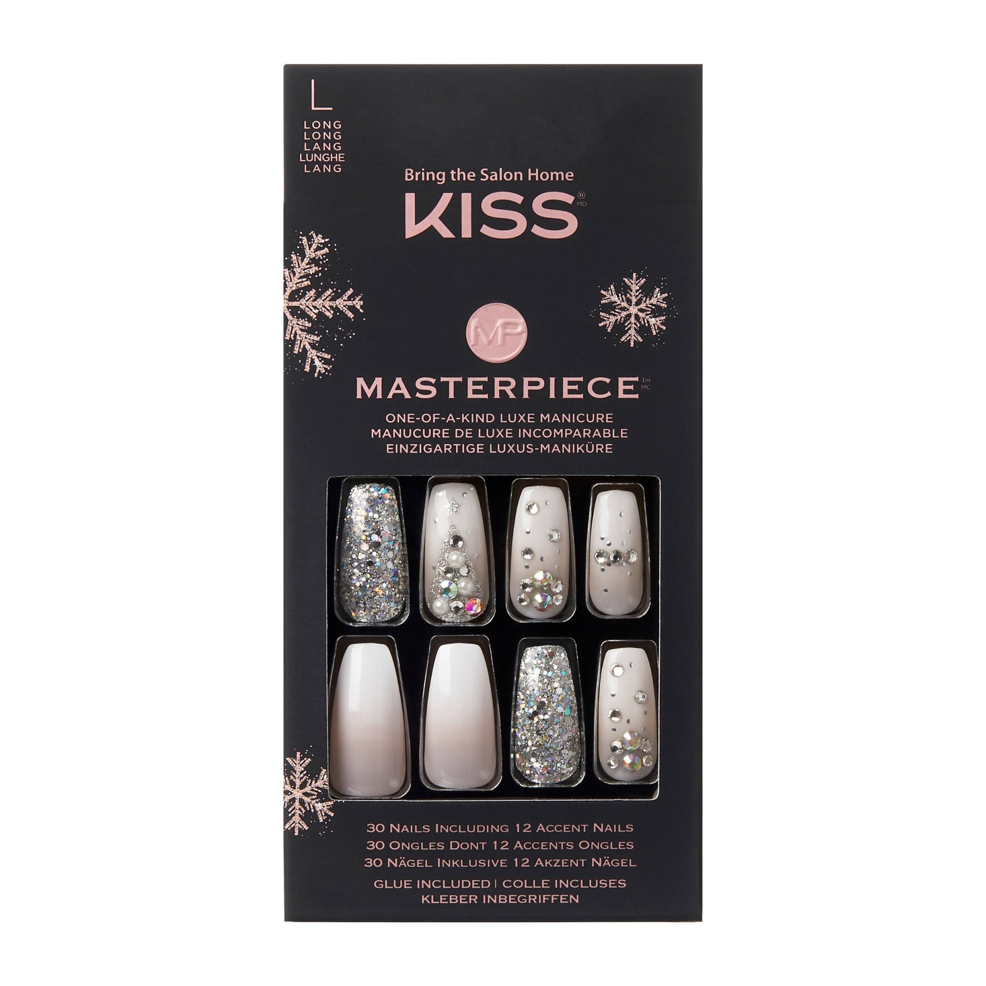 slide 1 of 4, KISS Products Kiss Masterpiece Limited Edition Fake Nails - White, 30 ct