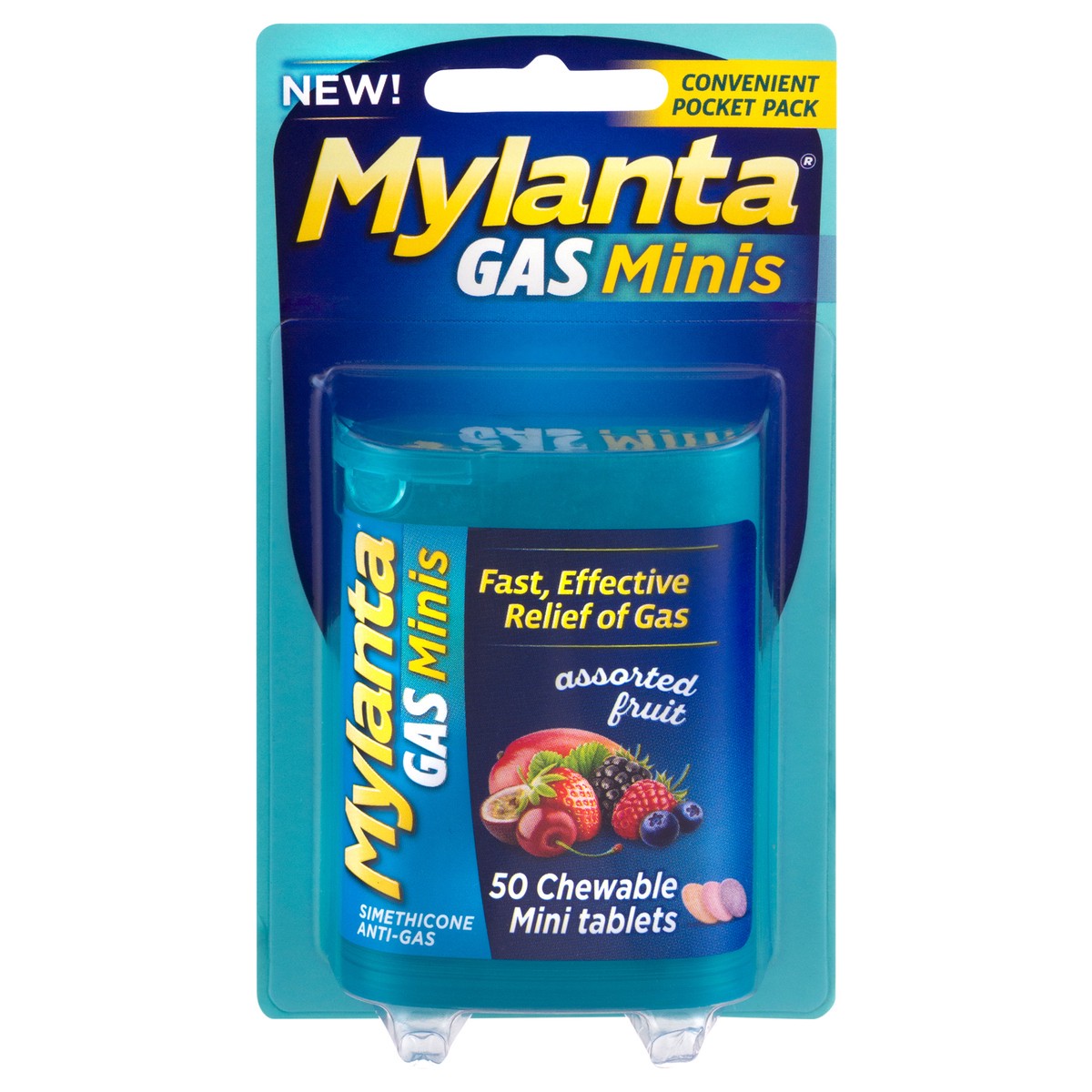 slide 3 of 8, Mylanta Gas Minis, Assorted Fruit Flavor, 50ct, 50 ct