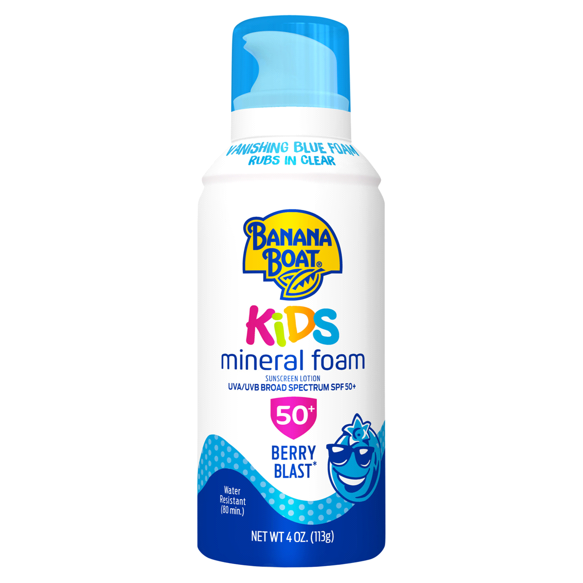 slide 1 of 1, Banana Boat Kids Berry Mineral Foam Spf50+, 4 oz