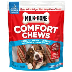 Milk-Bone Comfort Chews, Dog Chews with Unique Chewy Texture and Real Beef, 7.4 Oz. Bag of 3 Chews