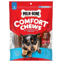 Milk-Bone Comfort Chews, Dog Chews with Unique Chewy Texture and Real Beef, 7.4 Oz. Bag of 3 Chews