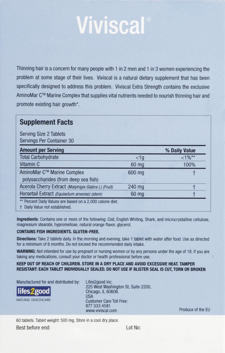 slide 5 of 5, Viviscal Hair Nutrition Program 60 ea, 60 ct