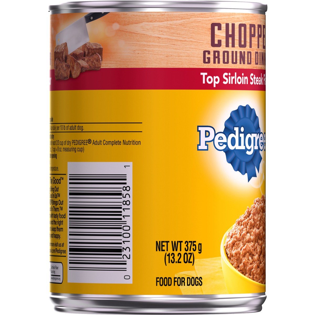 slide 12 of 12, Pedigree Chopped Ground Dinner Top Sirloin Steak Flavor Dog Food 13.2 oz. Can, 13.2 oz