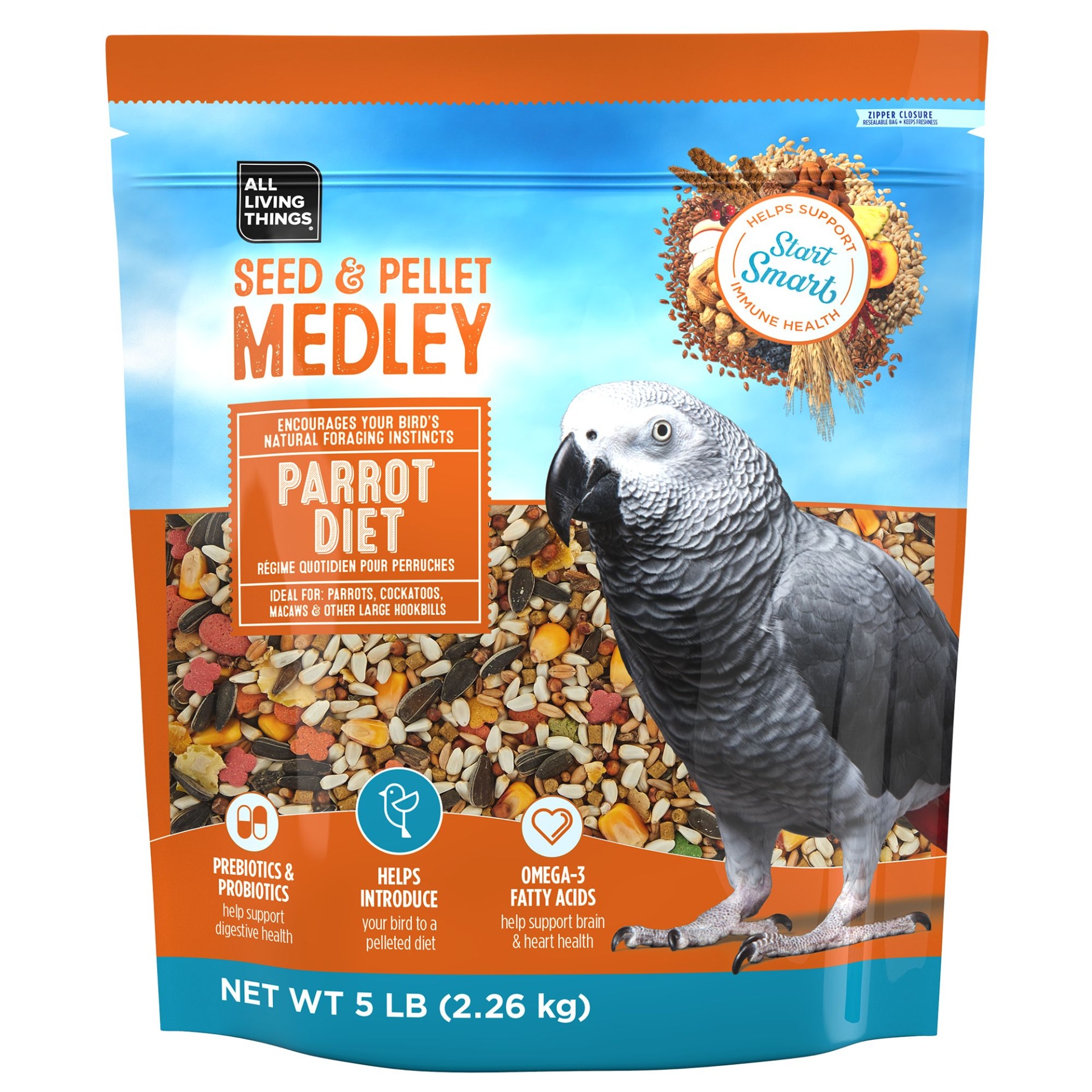slide 1 of 1, All Living Things Seed & Pellet Medley Parrot Diet, 5 lb