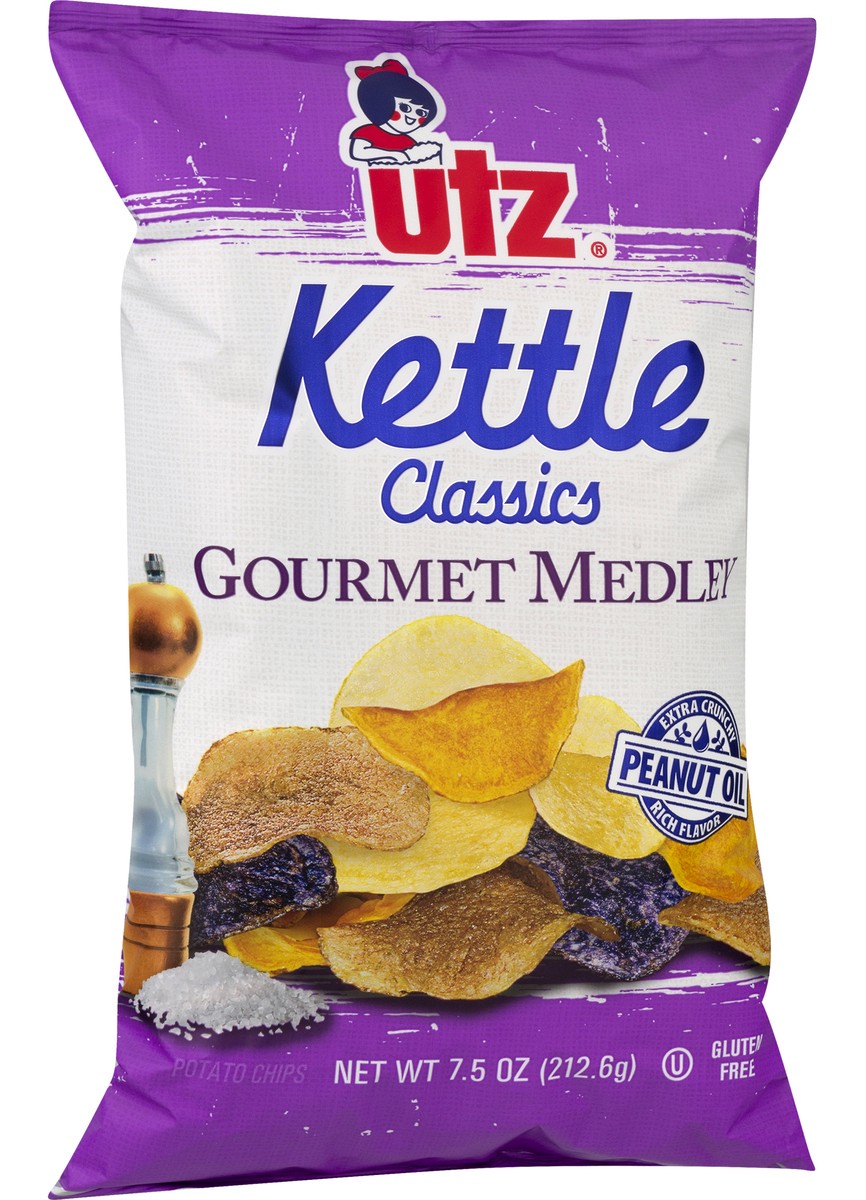 slide 2 of 11, Utz Kettle Classics Gourmet Medley Potato Chips, 7.5 oz