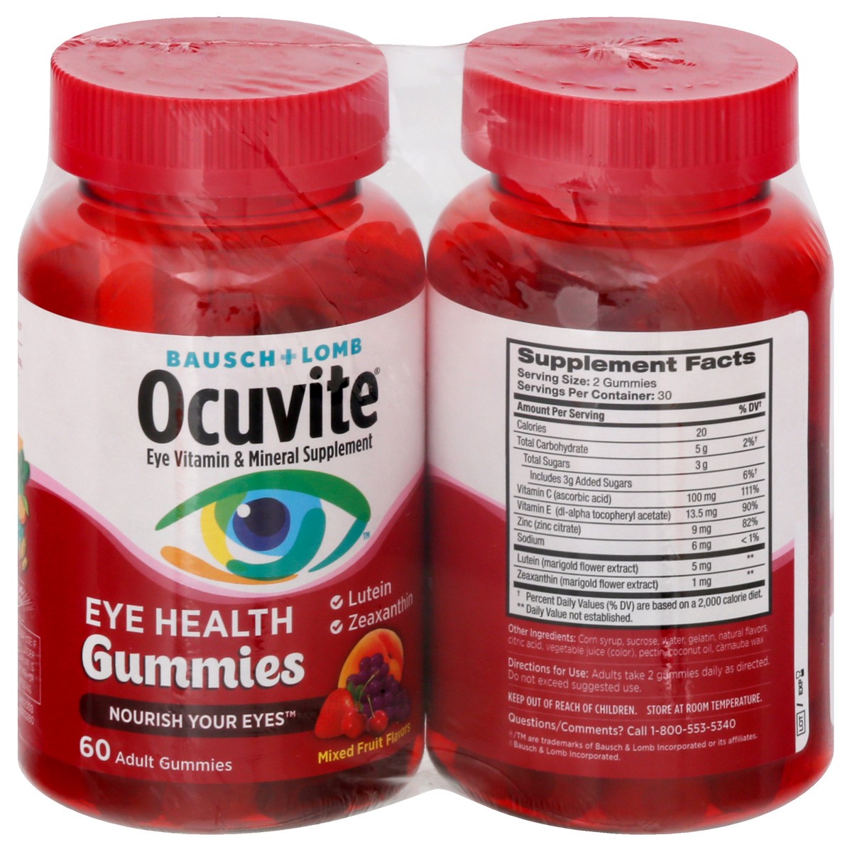 slide 1 of 9, Bausch + Lomb Bausch & Lomb Ocuvite Eye Health Vitamin Gummies, 60 ct