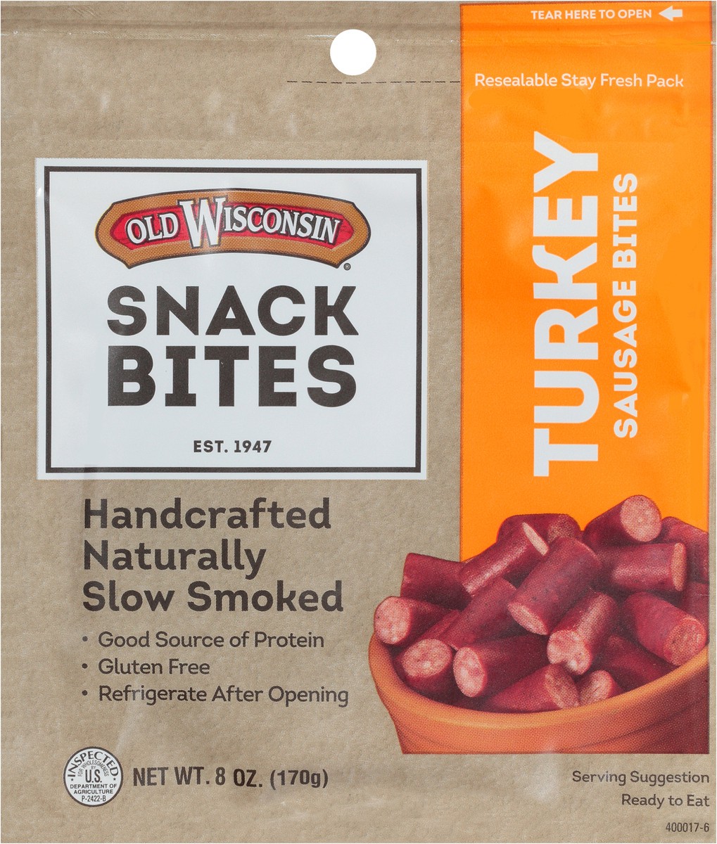 slide 5 of 7, Old Wisconsin Snack Bites Turkey Sausage Bites 8 oz. Pack, 8 oz