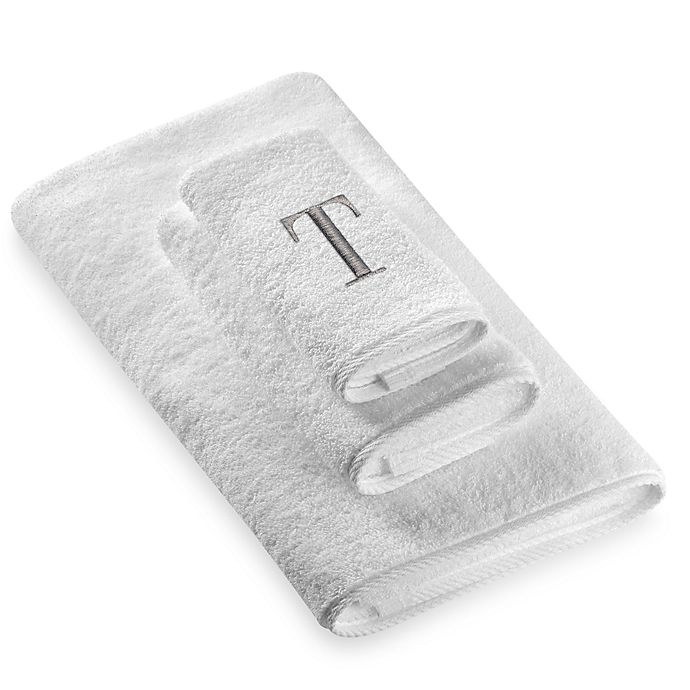 slide 1 of 1, Avanti Premier Silver Block Monogram Letter T Bath Towel - White'', 1 ct