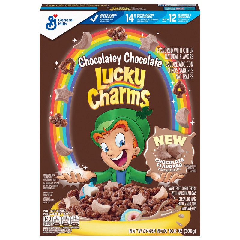 slide 1 of 1, Lucky Charms Chocolatey Chocolate Cereal with Marshmallows, Kids Breakfast Cereal, Made with Whole Grain, 10.6 oz, 10.6 oz