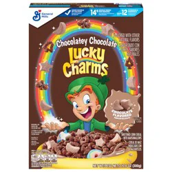 Lucky Charms Chocolatey Chocolate Cereal with Marshmallows, Kids Breakfast Cereal, Made with Whole Grain, 10.6 oz