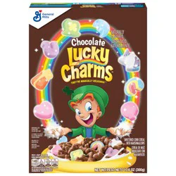 Lucky Charms Chocolatey Chocolate Cereal with Marshmallows, Kids Breakfast Cereal, Made with Whole Grain, 10.6 oz