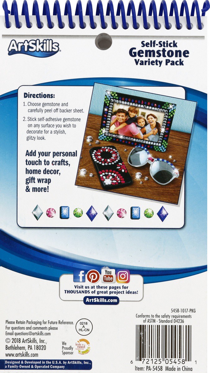 slide 2 of 7, ArtSkills Self-Stick Gemstone Variety Pack - Multi-Color, 1400 ct