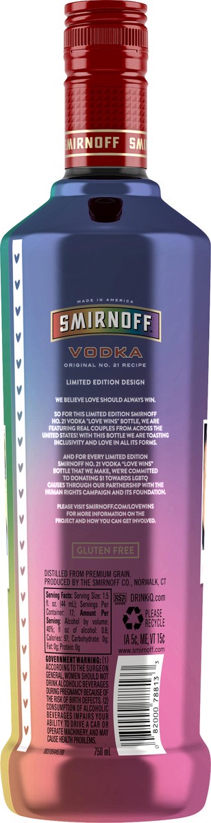 slide 2 of 3, Smirnoff No. 21 Love Wins Vodka - 750 mL Bottle, 750 ml