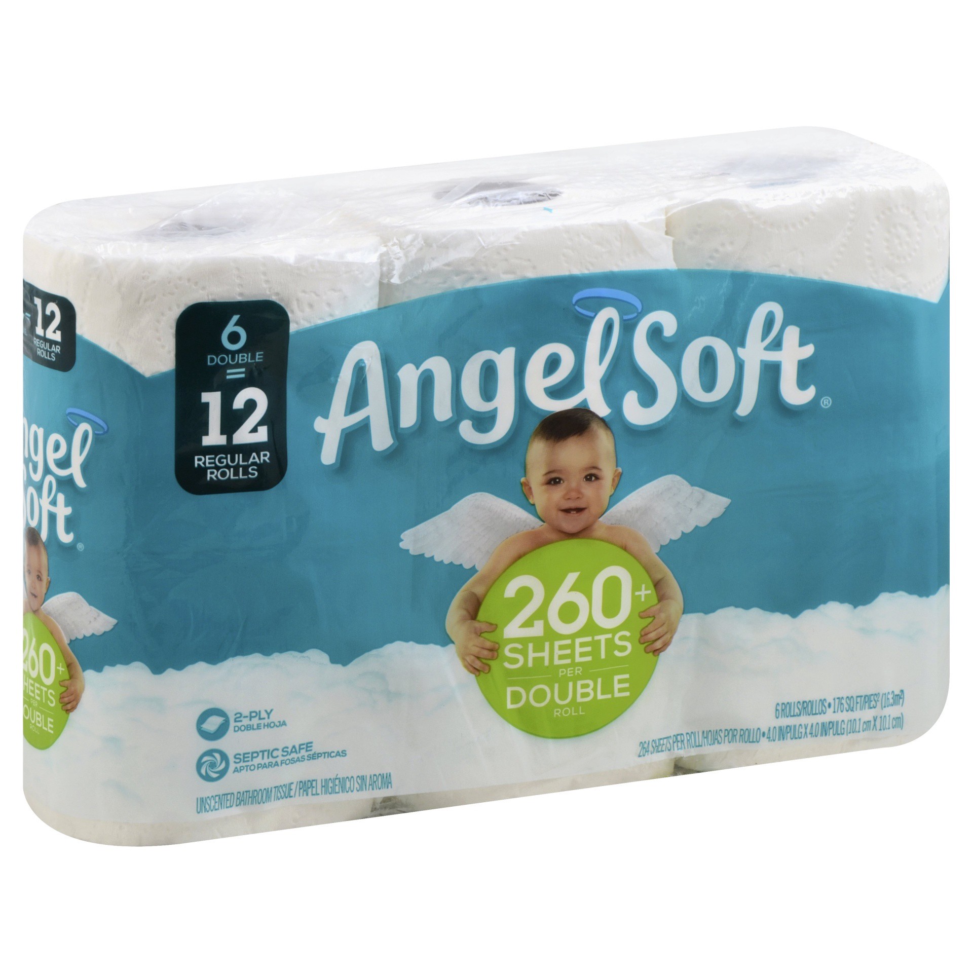 slide 1 of 8, Angel Soft Double Roll White Bath Tissue, 6 ct