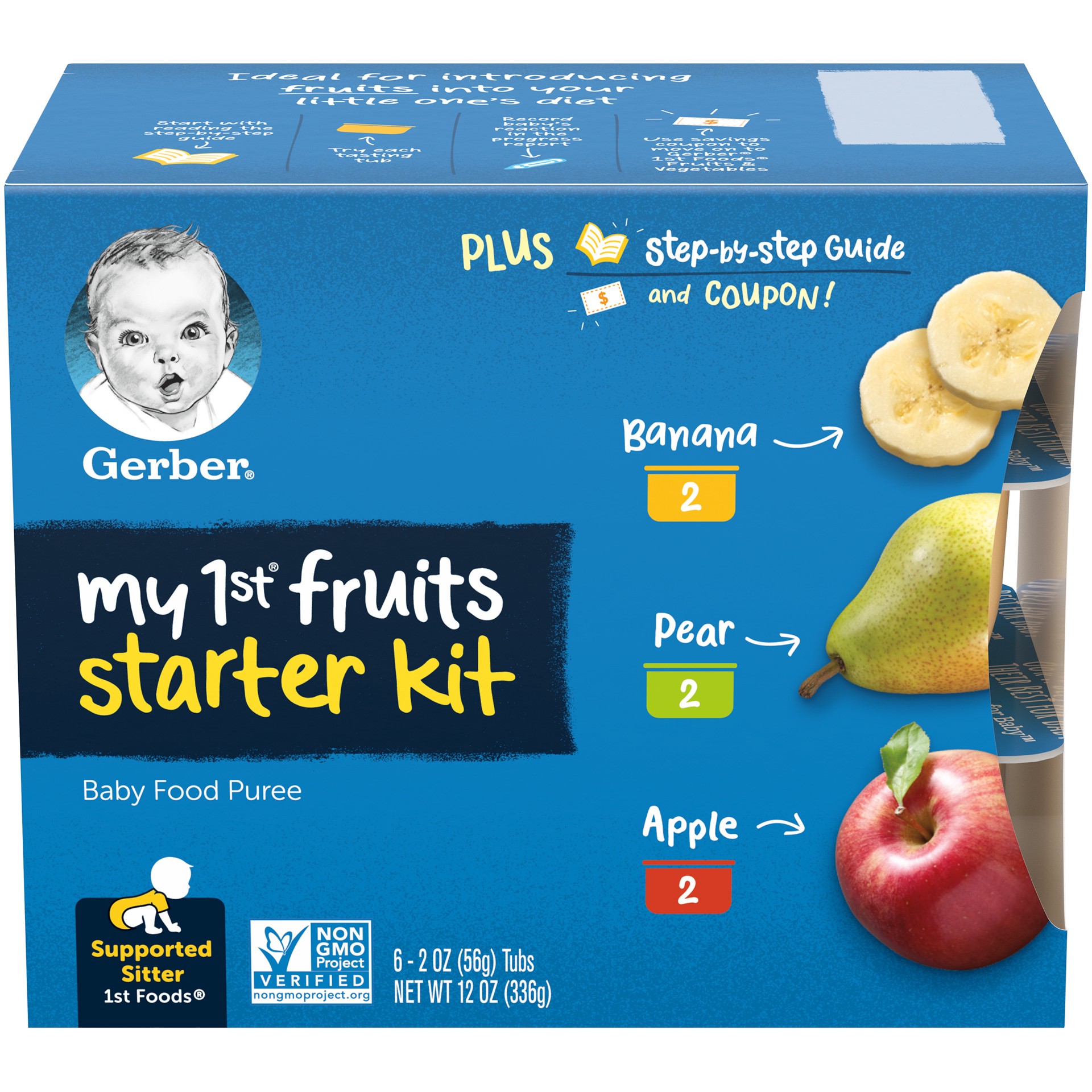 slide 1 of 5, Gerber My 1st Fruits Starter Kit Baby Food, Banana Pear Apple, 2 oz Tubs (6 Pack), 6 ct