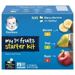 Gerber My 1st Fruits Starter Kit Baby Food, Banana Pear Apple, 2 oz Tubs (6 Pack)
