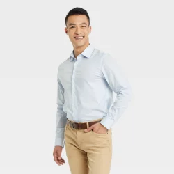 Men's Performance Dress Long Sleeve Button-Down Shirt - Goodfellow & Co Blue M