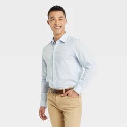 Men's Performance Dress Long Sleeve Button-Down Shirt - Goodfellow & Co Blue M