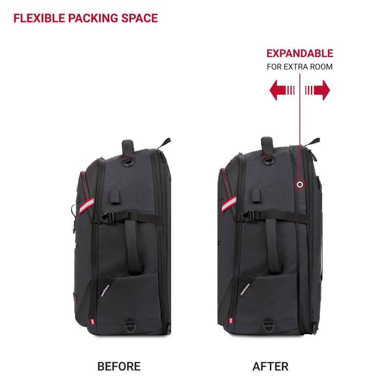 slide 5 of 11, SWISSGEAR Core Travel 22" Backpack - Charcoal Gray: Polyester, Softside, Water-Resistant, 1 ct