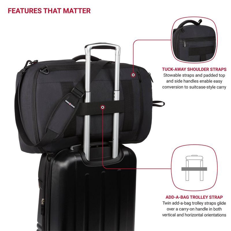 slide 6 of 11, SWISSGEAR Core Travel 22" Backpack - Charcoal Gray: Polyester, Softside, Water-Resistant, 1 ct
