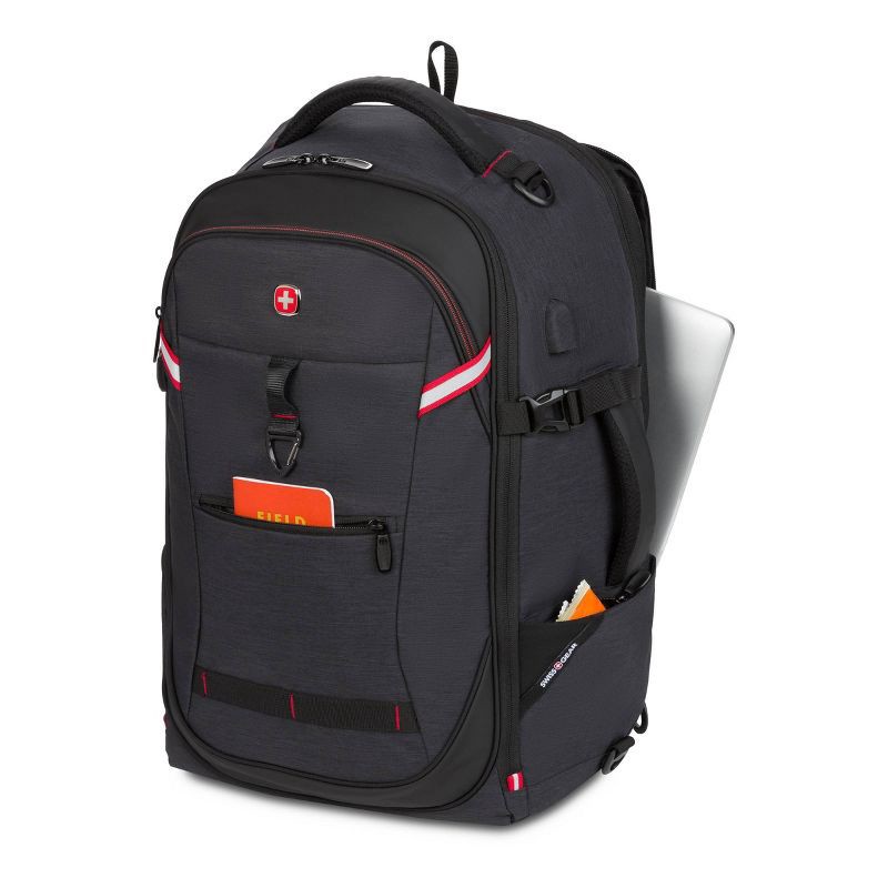 slide 11 of 11, SWISSGEAR Core Travel 22" Backpack - Charcoal Gray: Polyester, Softside, Water-Resistant, 1 ct