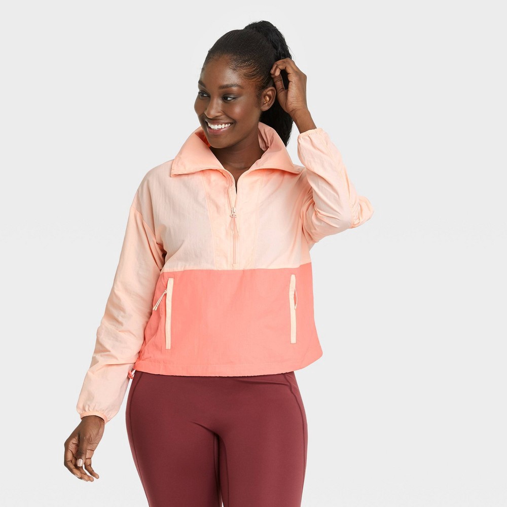 slide 3 of 6, Women's Packable Windbreaker Jacket - All in Motion Light Pink XXL, 1 ct