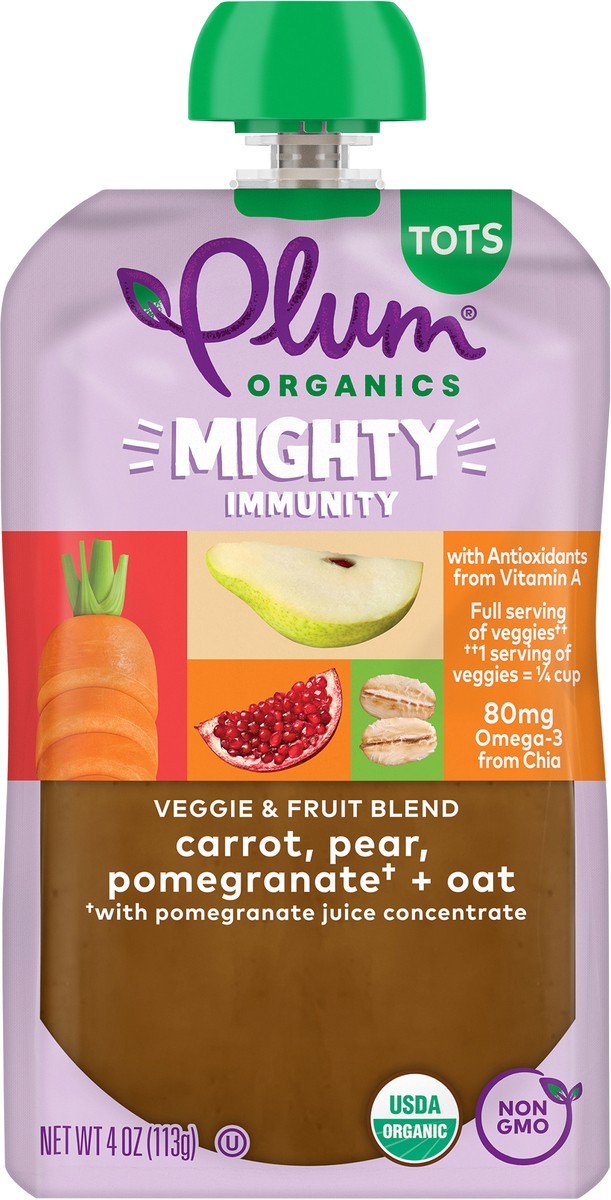 slide 2 of 9, Plum Organics Mighty Immunity Carrot, Pear, Pomegranate + Oat 4oz Pouch, 4 oz