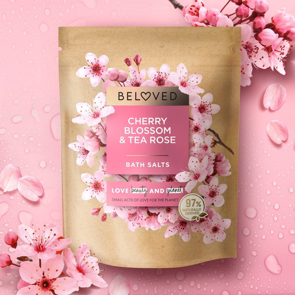 slide 2 of 4, Beloved Cherry Blossom & Tea Rose Bath Salts - 15oz, 15 oz