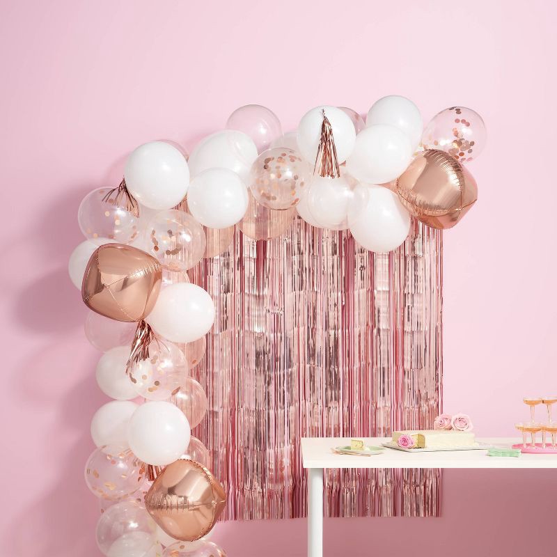 slide 2 of 4, 48ct Balloon Arch Garland Décor Kit with Backdrop Rose Gold - Spritz™, 48 ct
