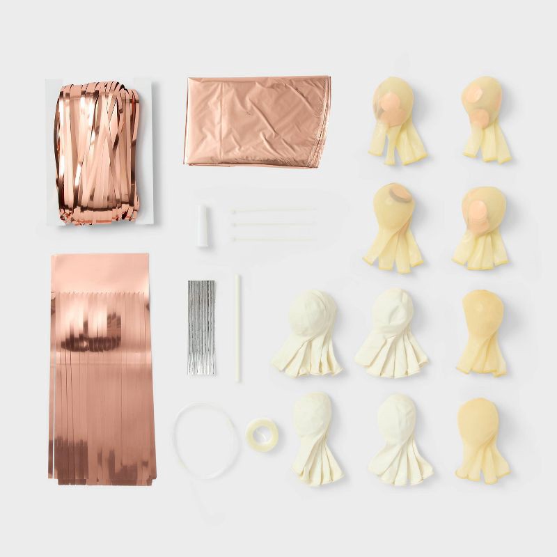 slide 3 of 4, 48ct Balloon Arch Garland Décor Kit with Backdrop Rose Gold - Spritz™, 48 ct
