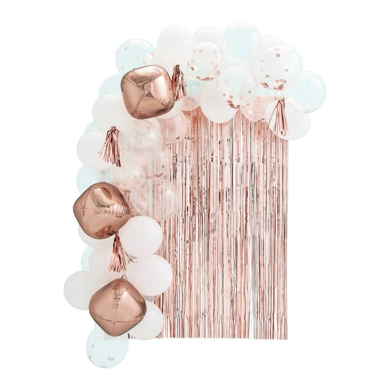 slide 3 of 3, 52ct Large Balloons Arch with Backdrop Rose Gold - Spritz™, 52 ct