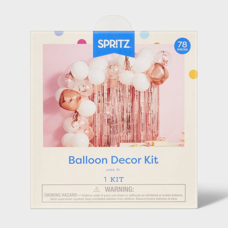 slide 4 of 4, 48ct Balloon Arch Garland Décor Kit with Backdrop Rose Gold - Spritz™, 48 ct