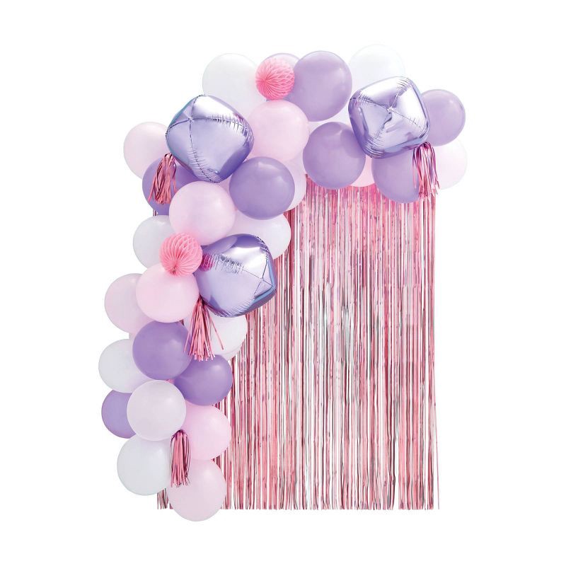 slide 3 of 3, 54ct Large Balloons Arch with Backdrop Pink/Purple/Lavender - Spritz™, 54 ct