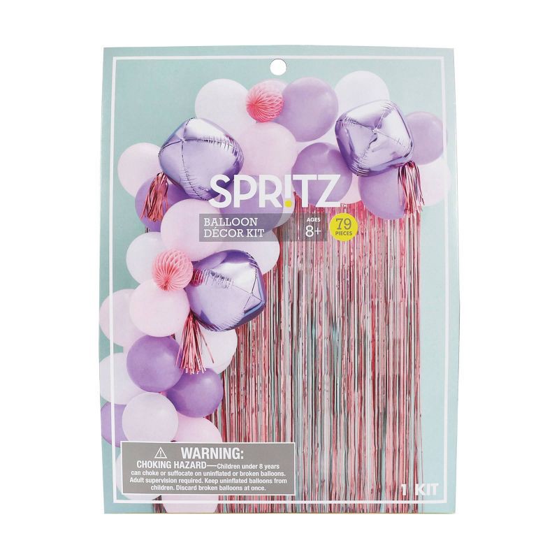 slide 1 of 3, 54ct Large Balloons Arch with Backdrop Pink/Purple/Lavender - Spritz™, 54 ct