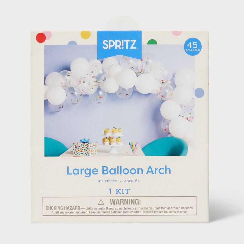 slide 4 of 4, 45ct Large Balloons Garland Arch with Confetti White - Spritz™, 45 ct