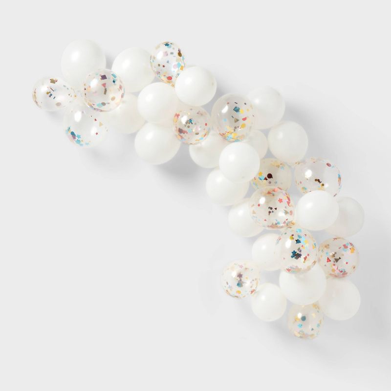 slide 1 of 4, 45ct Large Balloons Garland Arch with Confetti White - Spritz™, 45 ct