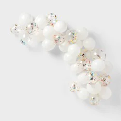 45ct Large Balloons Garland Arch with Confetti White - Spritz™