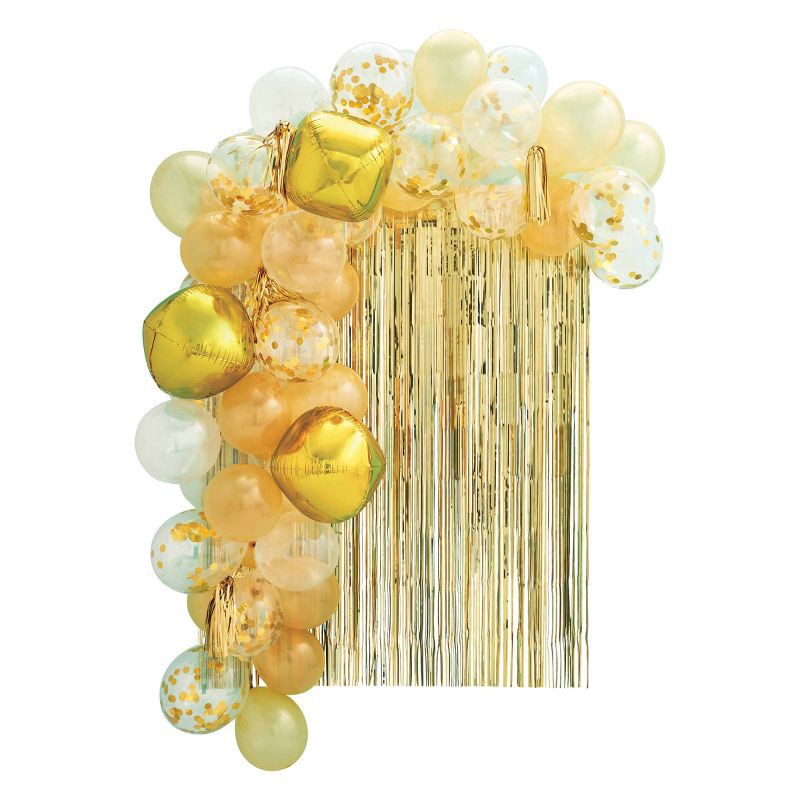 slide 3 of 3, 52ct Large Balloons Arch with Backdrop Gold/Black - Spritz™, 52 ct