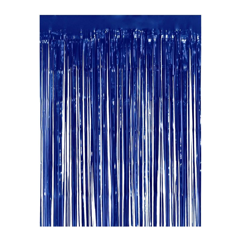 slide 3 of 3, Holographic Metallic Fringe Backdrop Blue - Spritz™, 1 ct