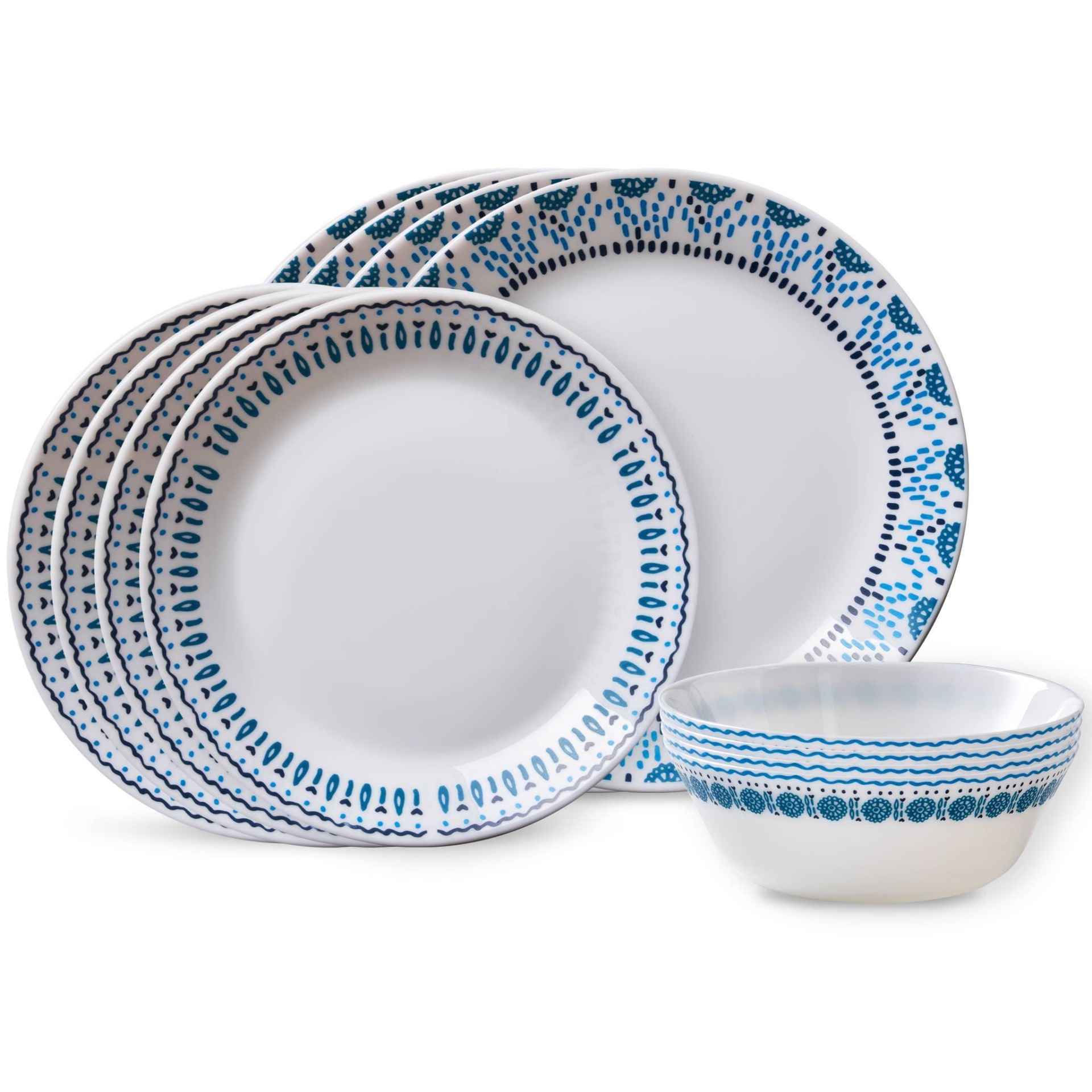 slide 1 of 7, Corelle Glass Azure Everyday Expressions Dinnerware Set, 12 ct