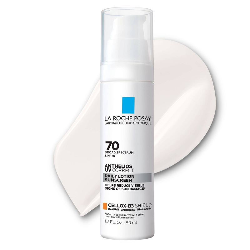 slide 2 of 8, La Roche Posay Anthelios, UV Correct Daily Anti-Aging Face Sunscreen, Oxybenzone and Oil-Free Sheer Finish Sunscreen - SPF 70 - 1.7 fl oz, 70 x 1.7 fl oz