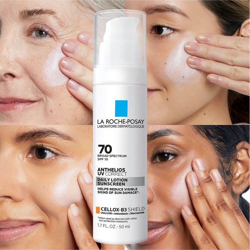 slide 8 of 8, La Roche Posay Anthelios, UV Correct Daily Anti-Aging Face Sunscreen, Oxybenzone and Oil-Free Sheer Finish Sunscreen - SPF 70 - 1.7 fl oz, 70 x 1.7 fl oz