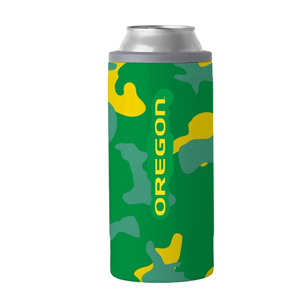 slide 2 of 2, NCAA Oregon Ducks Camo Slim Can Cooler, 12 oz