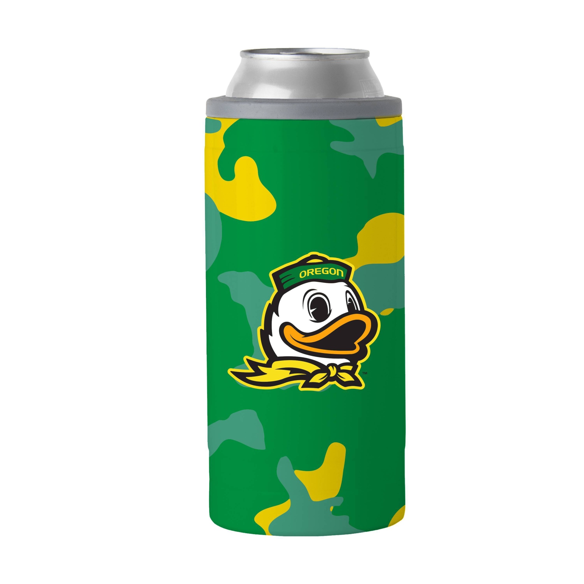 slide 1 of 2, NCAA Oregon Ducks Camo Slim Can Cooler, 12 oz